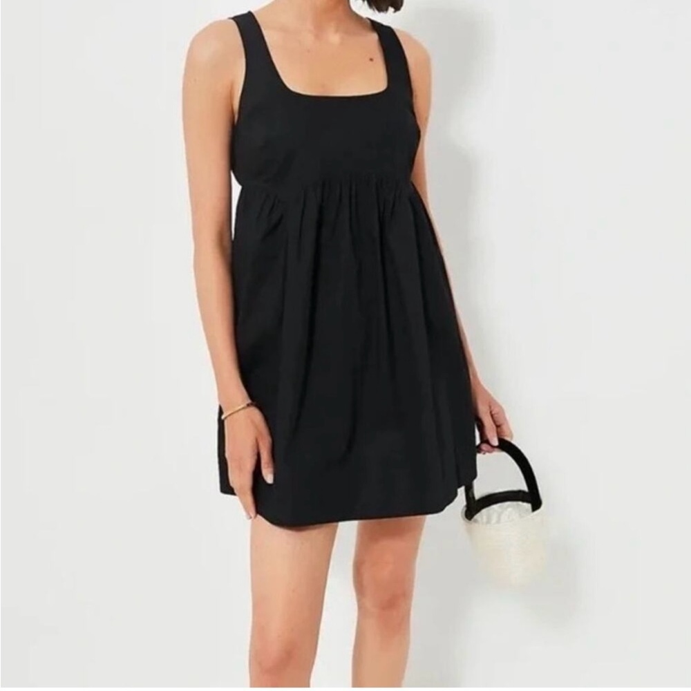 Pomander Place Porto Dress M NWT Black Sleeveless Mini Cotton Babydoll Style
